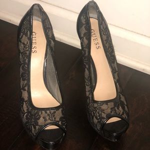 Guess ,black heels , size 8